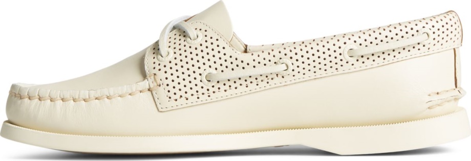 Otantik Orijinal 2 Gözlü Iğne Delikli Tekne Ayakkabısı Sperry Beyaz