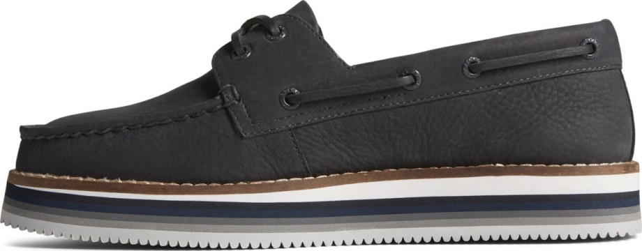 Otantik Orijinal Yığılmış Tekne Ayakkabısı Siyah Sperry