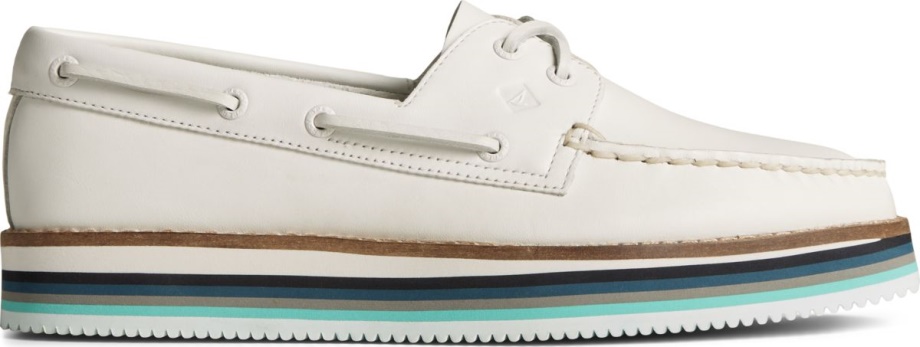 Otantik Orijinal Yığılmış Tekne Ayakkabısı Beyaz Sperry