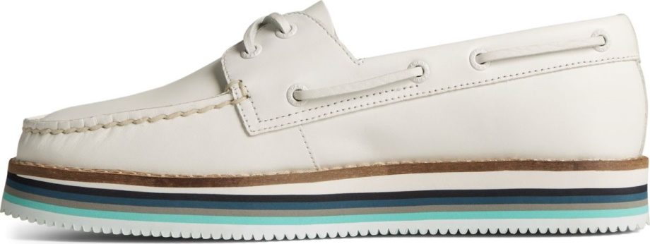 Otantik Orijinal Yığılmış Tekne Ayakkabısı Beyaz Sperry