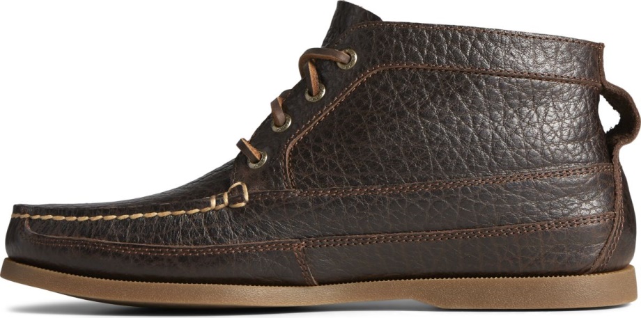 Otantik Orijinal Eskitme Deri Tekne Chukka Koyu Kahverengi Sperry