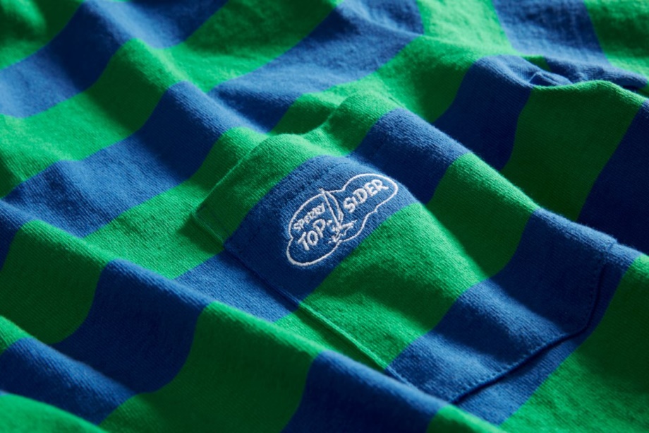 Bulut Rugby şerit Cep T-shirt Mavi Yeşil Sperry