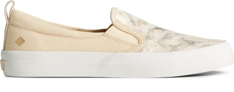 Arması Ikiz Gore Kamuflaj Metalik Deri Spor Ayakkabı üzerinde Kayma Fildişi