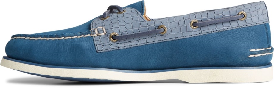 Altın Kupa Otantik Orijinal 2 Gözlü Timsah Kabartmalı Tekne Ayakkabısı Sperry Lacivert çok