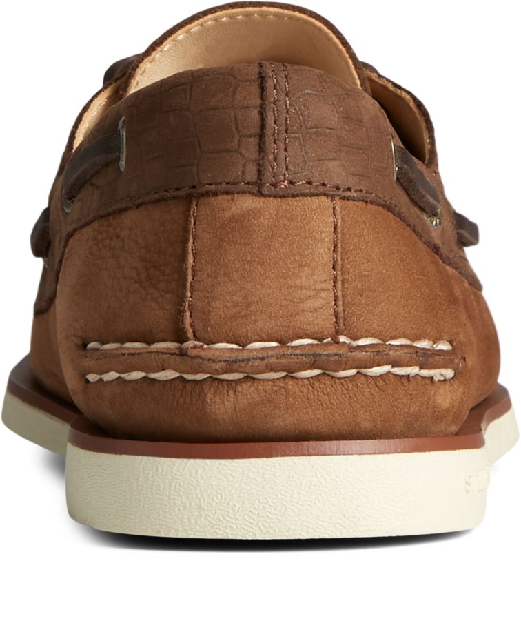 Altın Kupa Otantik Orijinal 2 Gözlü Timsah Kabartmalı Tekne Ayakkabısı Ten Rengi çok Sperry