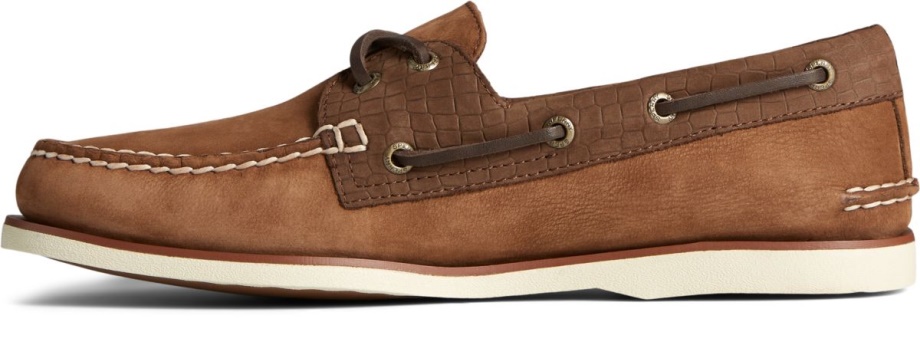 Altın Kupa Otantik Orijinal 2 Gözlü Timsah Kabartmalı Tekne Ayakkabısı Ten Rengi çok Sperry