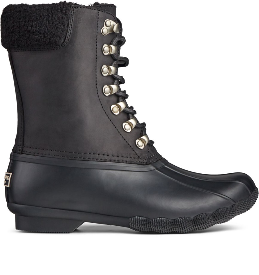 Tuzlu Su Uzun Boylu Rahat Deri ördek çizme Sperry Siyah