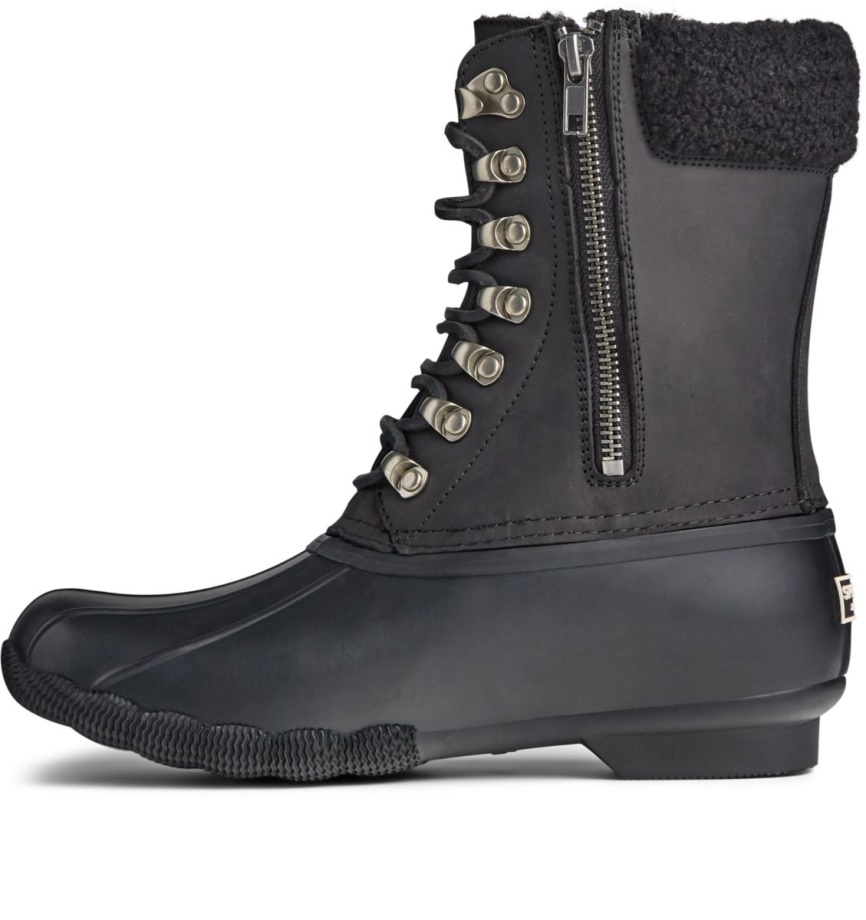 Tuzlu Su Uzun Boylu Rahat Deri ördek çizme Sperry Siyah