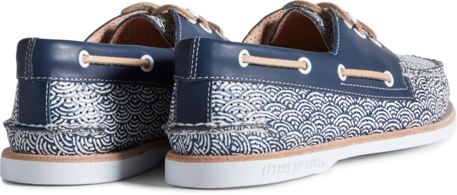 Sperry Bulut Otantik Orijinal 3 Gözlü Dalga Baskı Tekne Ayakkabısı Lacivert