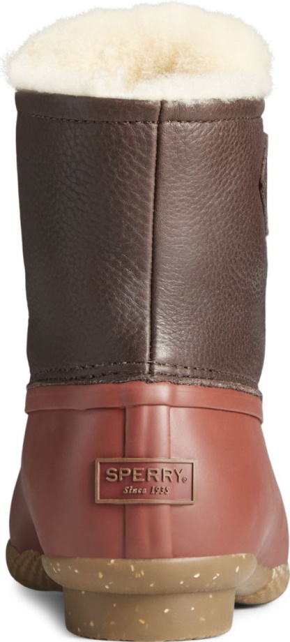 Sperry Tuzlu Su Kış Lüks Deri ördek çizmesi Ince Ten Rengi Kırmızı