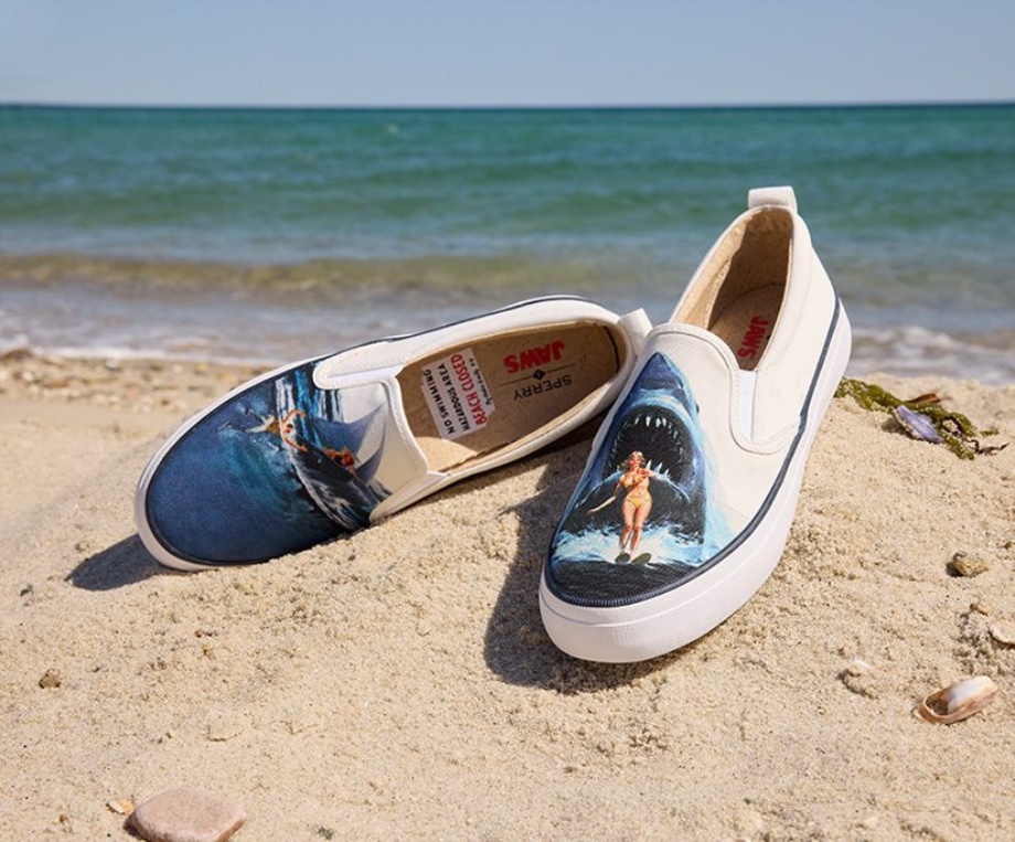 Sperry X çeneler Arması Ikiz Gore Poster Spor Ayakkabı üzerinde Slip Beyaz Sperry