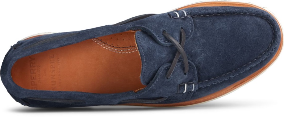 Sunspel X Sperry Otantik Orijinal 2 Gözlü Süet Bot Ayakkabısı Lacivert Sperry